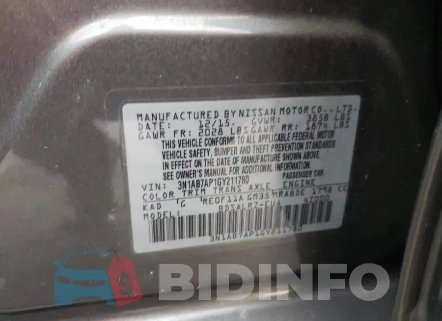3N1AB7AP1GY211780 Photo# 10