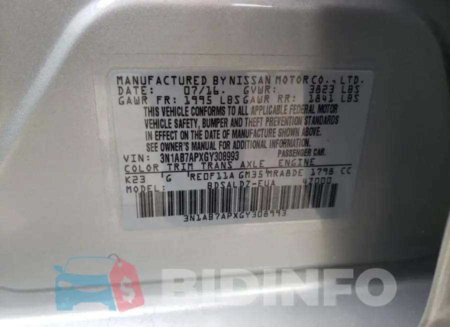 3N1AB7APXGY308993 Photo# 10