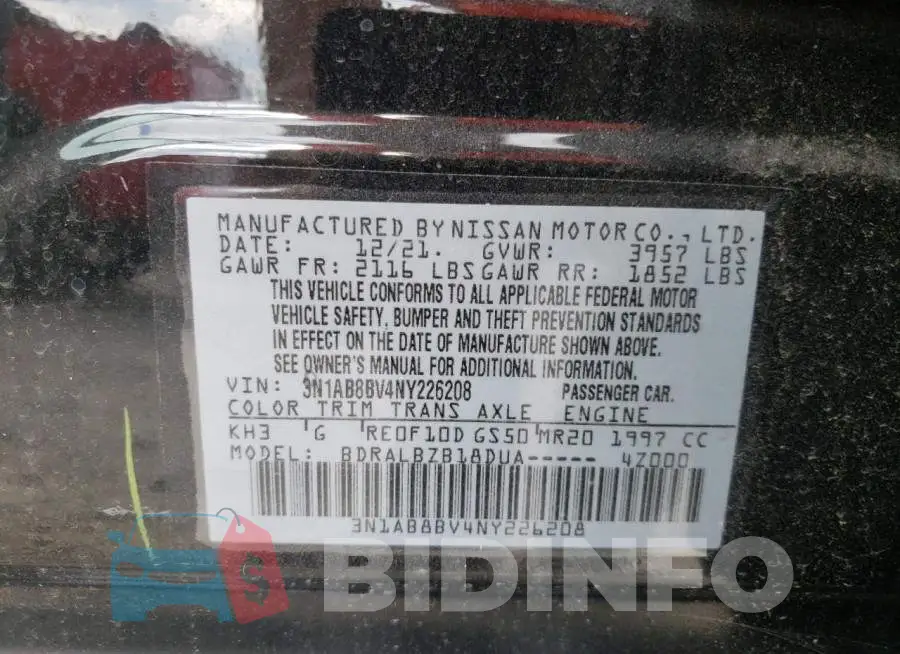 3N1AB8BV4NY226208 Photo# 10