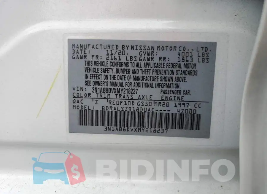 3N1AB8DVXMY218237 Photo# 10