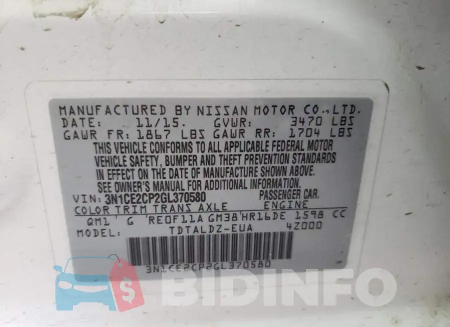 3N1CE2CP2GL370580 Photo# 10