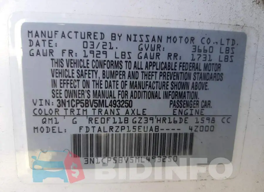 3N1CP5BV5ML493250 Photo# 10