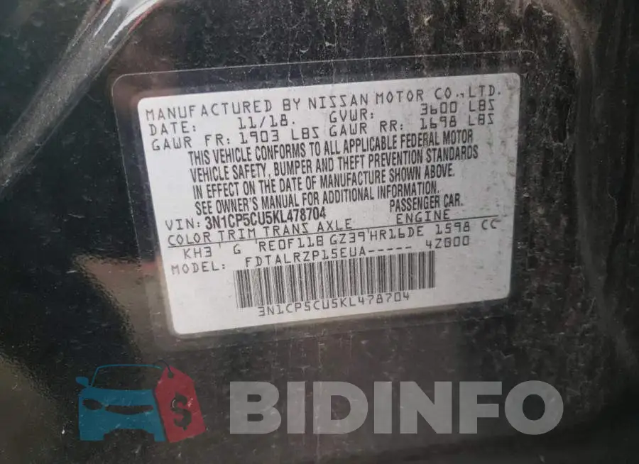 3N1CP5CU5KL478704 Photo# 10