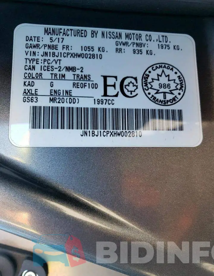 JN1BJ1CPXHW002810 Photo# 10