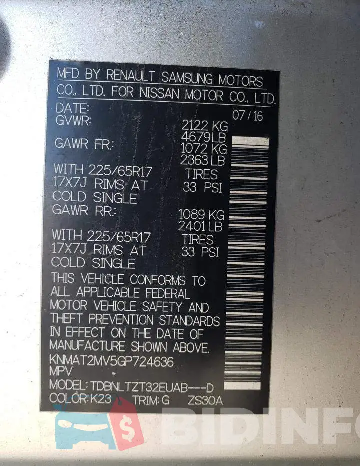 KNMAT2MV5GP724636 Photo# 10