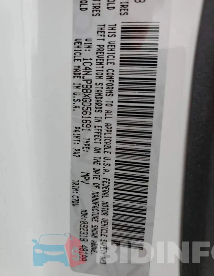 1C4NJPBBXGD561691 Photo# 10