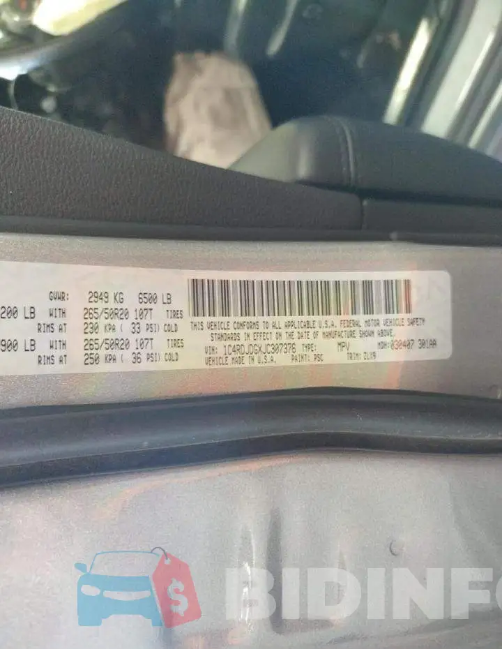 1C4RDJDGXJC307376 Photo# 10