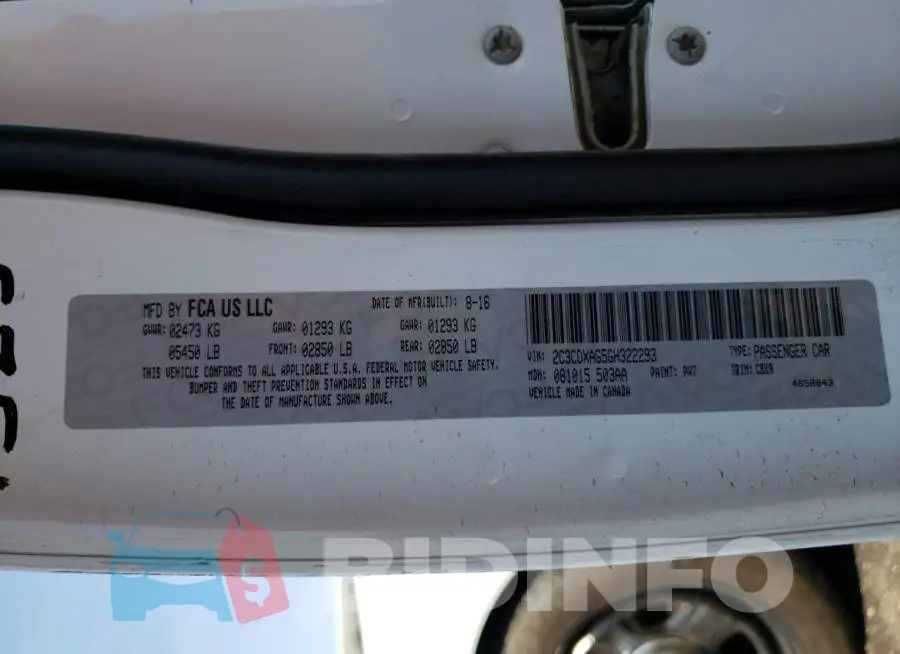 2C3CDXAG5GH322293 Photo# 10