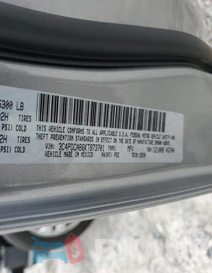 3C4PDCAB6KT873701 Photo# 10