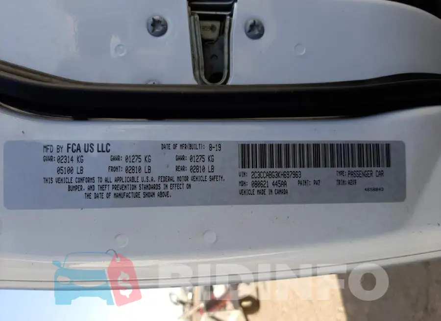 2C3CCABG3KH697963 Photo# 10