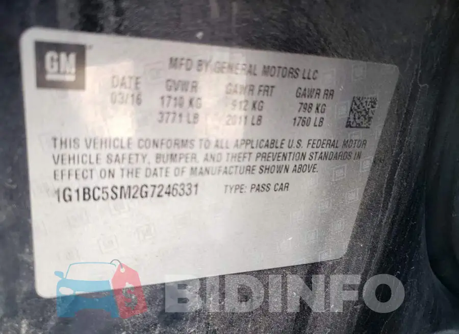 1G1BC5SM2G7246331 Photo# 10
