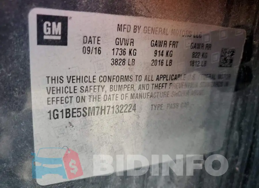 1G1BE5SM7H7132224 Photo# 10
