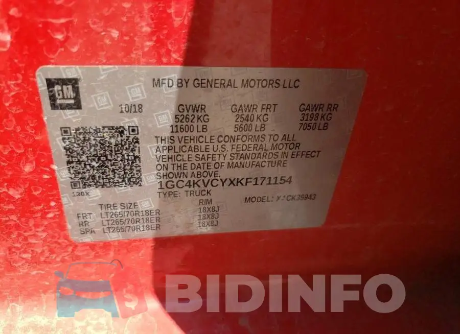 1GC4KVCYXKF171154 Photo# 10