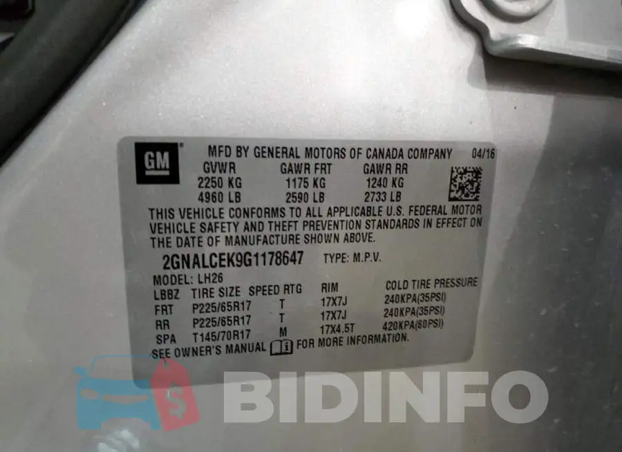 2GNALCEK9G1178647 Photo# 10