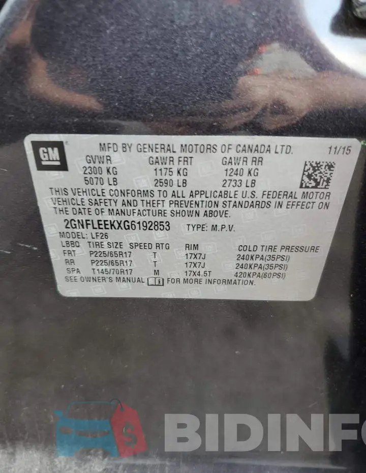 2GNFLEEKXG6192853 Photo# 10