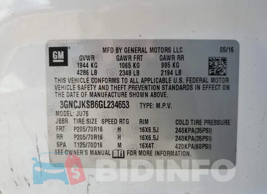 3GNCJKSB6GL234653 Photo# 10