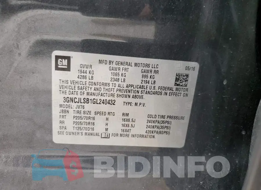 3GNCJLSB1GL240432 Photo# 10