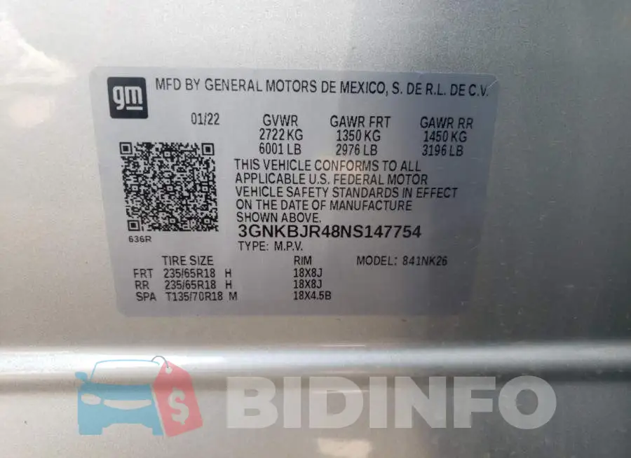 3GNKBJR48NS147754 Photo# 10