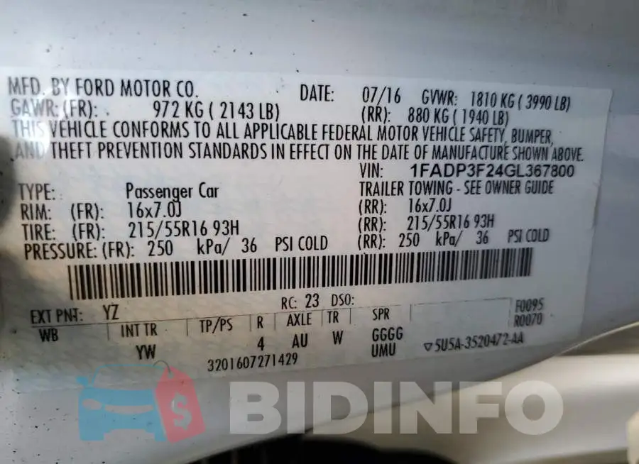 1FADP3F24GL367800 Photo# 10