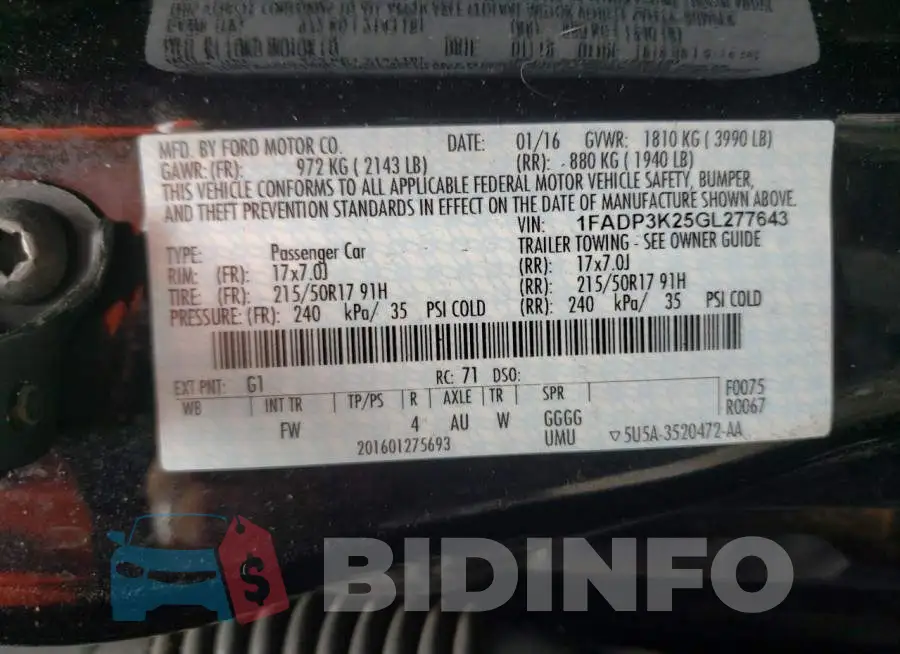 1FADP3K25GL277643 Photo# 10