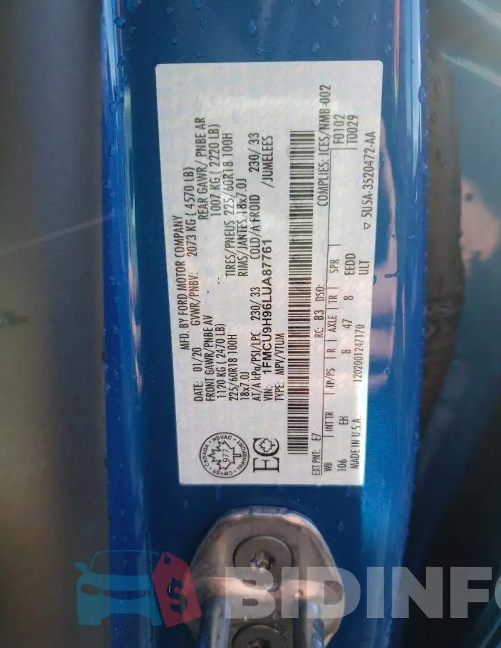 1FMCU9H96LUA87761 Photo# 10