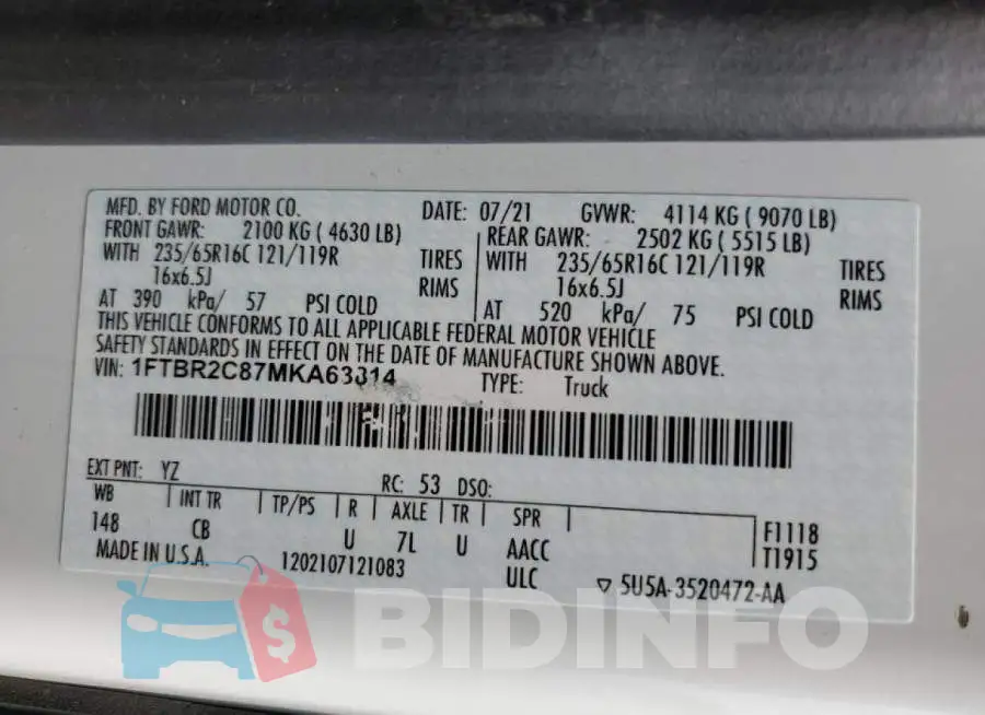 1FTBR2C87MKA63814 Photo# 10
