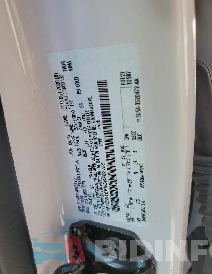 1FTEW1EF6GKF02789 Photo# 10