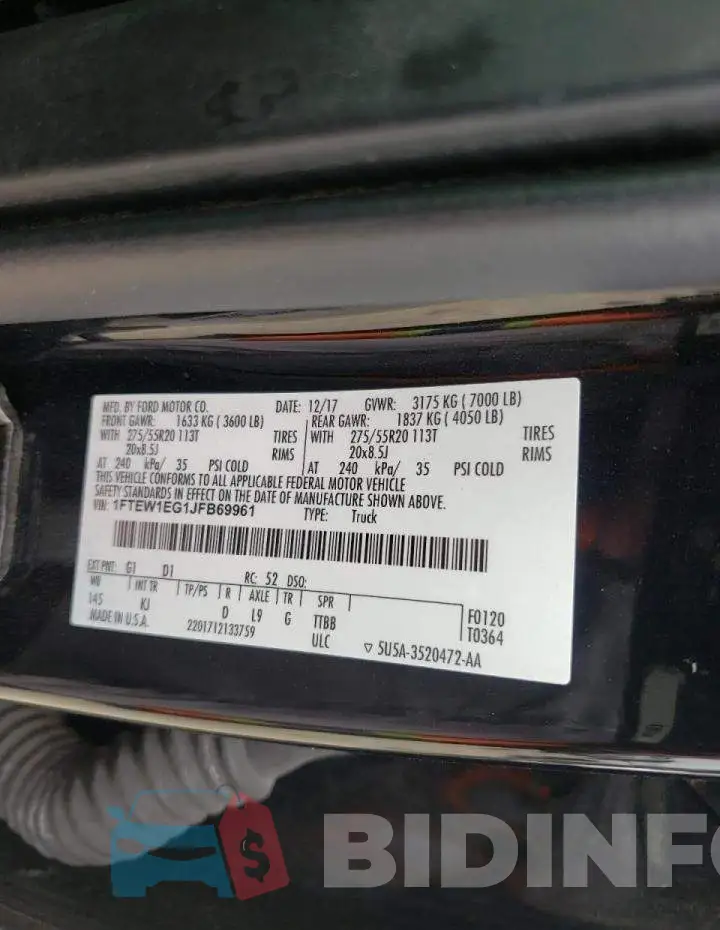 1FTEW1EG1JFB69961 Photo# 10