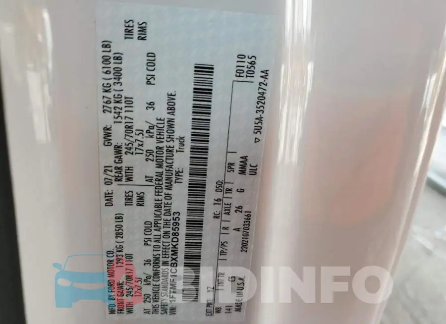 1FTMF1CBXMKD85953 Photo# 10