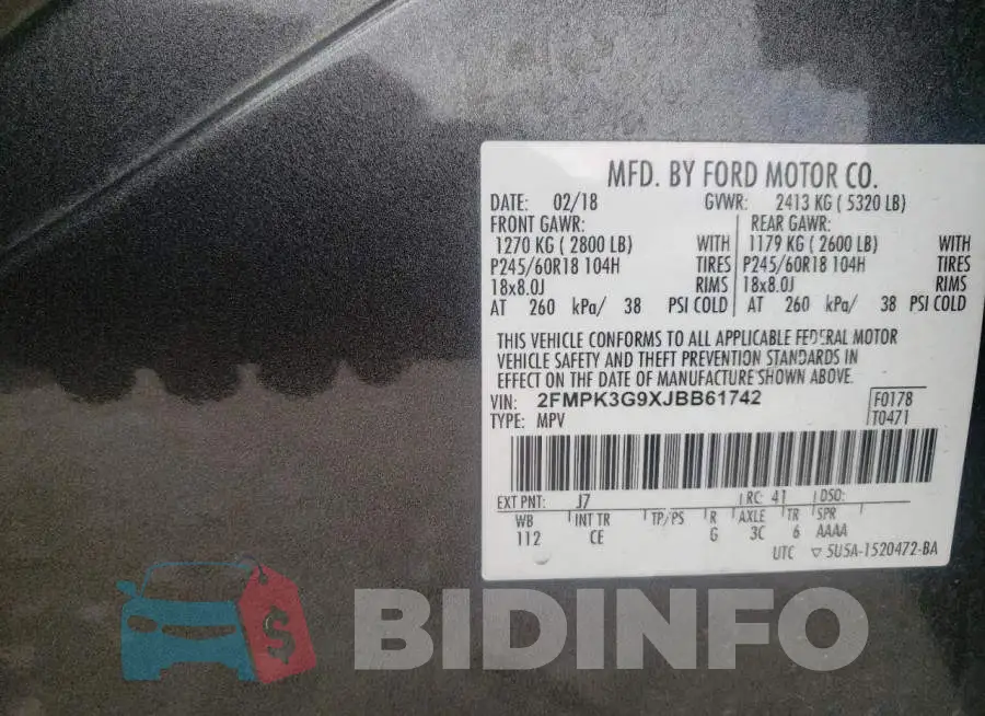 2FMPK3G9XJBB61742 Photo# 10