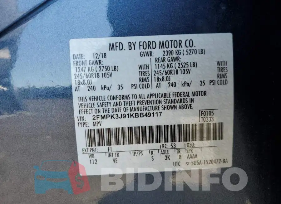 2FMPK3J91KBB49117 Photo# 10