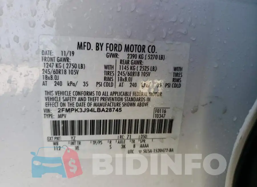 2FMPK3J94LBA28745 Photo# 10