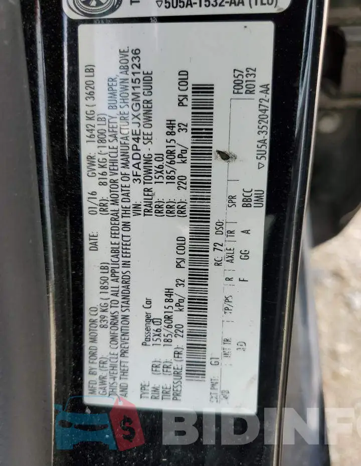 3FADP4EJXGM151236 Photo# 10
