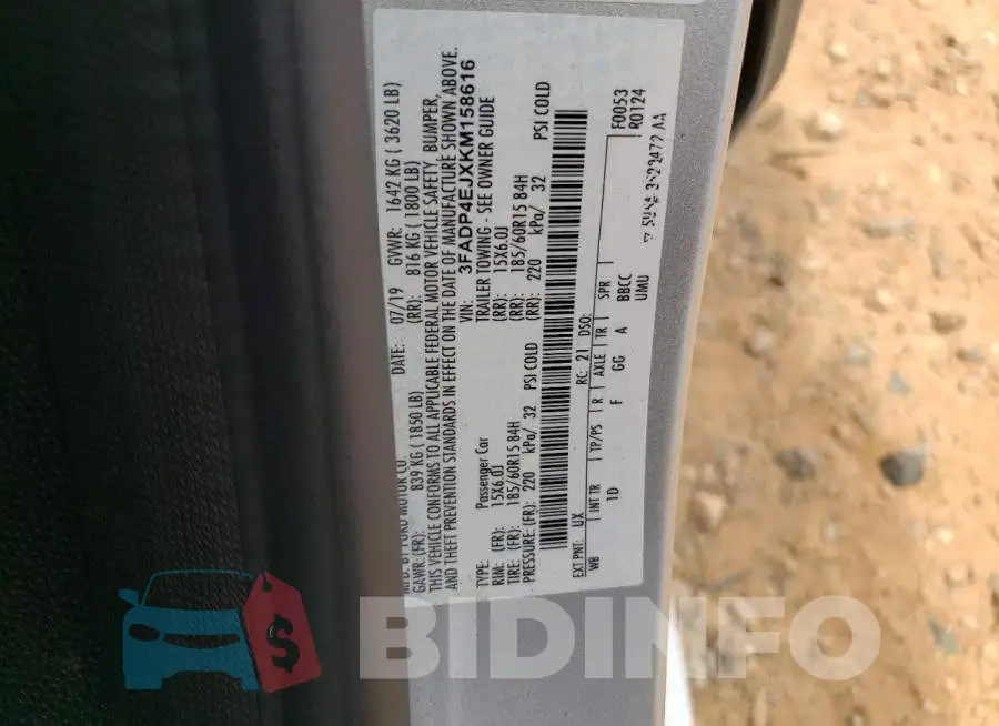 3FADP4EJXKM158616 Photo# 10
