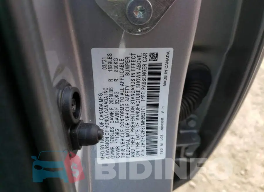 2HGFC2F87MH552771 Photo# 10
