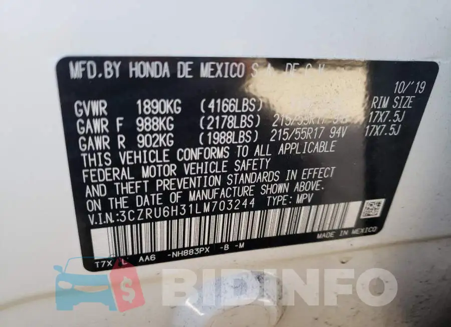 3CZRU6H31LM703244 Photo# 10