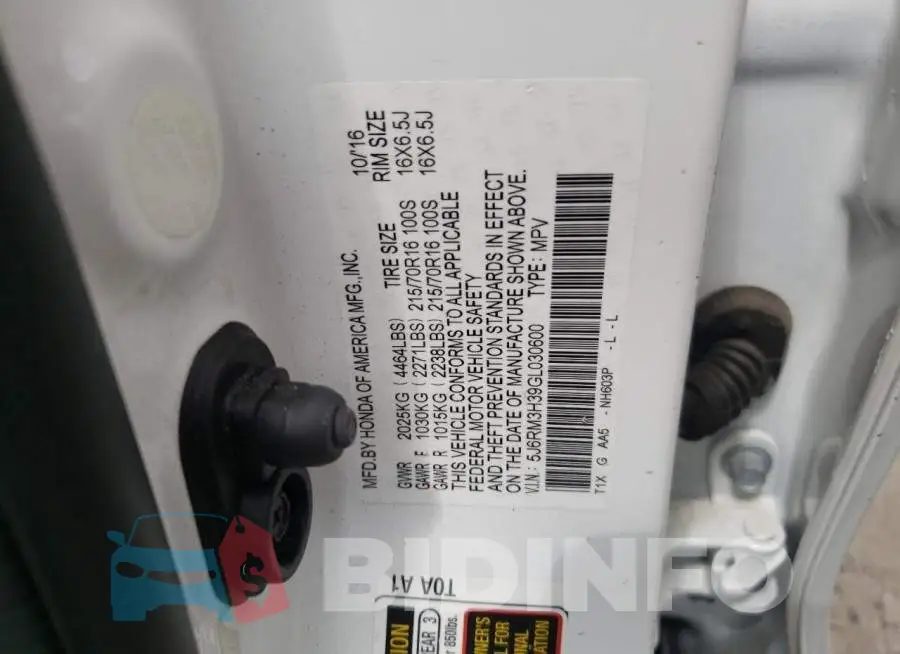 5J6RM3H39GL030600 Photo# 10