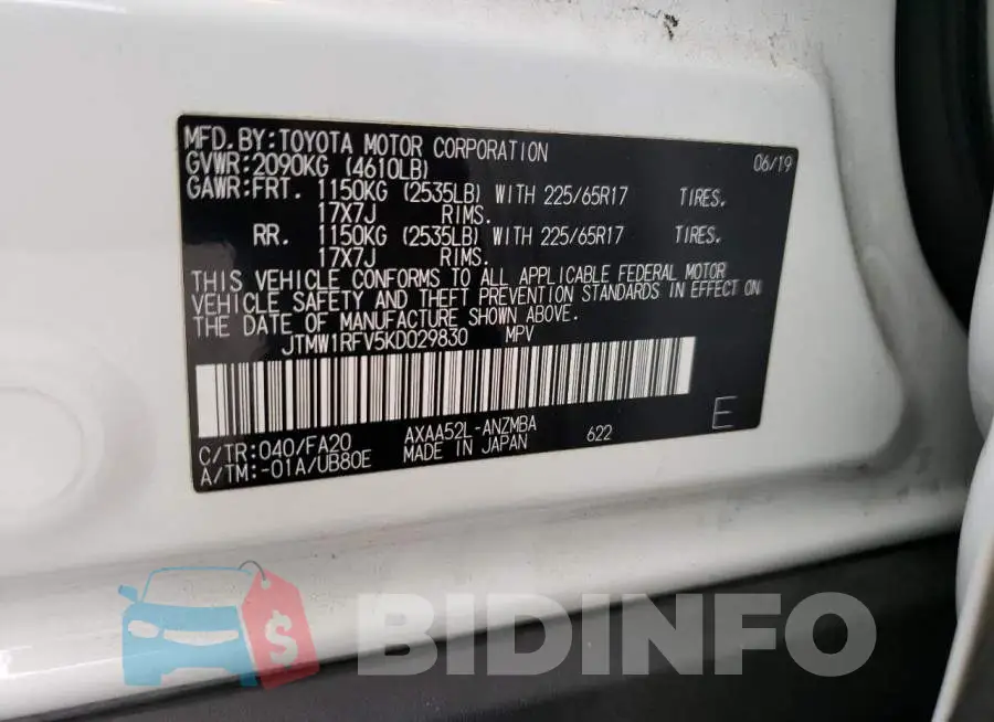 JTMW1RFV5KD029830 Photo# 10