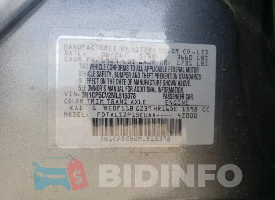 3N1CP5CV2ML515378 Photo# 10