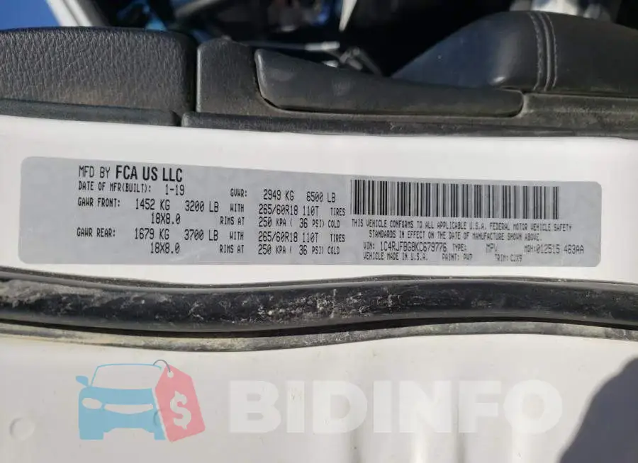 1C4RJFBG8KC679776 Photo# 10