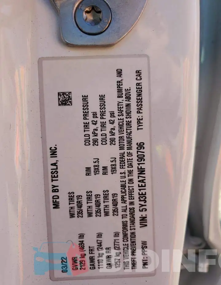 5YJ3E1EA7NF190796 Photo# 10