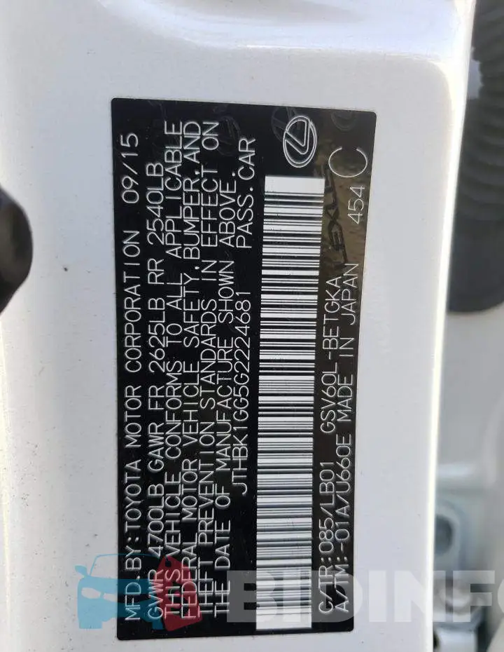 JTHBK1GG5G2224681 Photo# 10