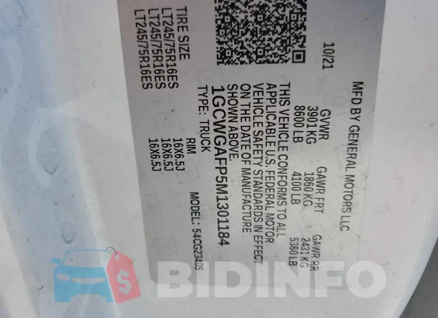 1GCWGAFP5M1301184 Photo# 10