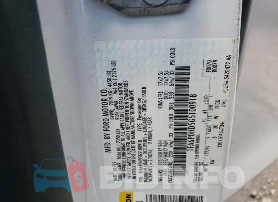 1FA6P0HD5G5100918 Photo# 10