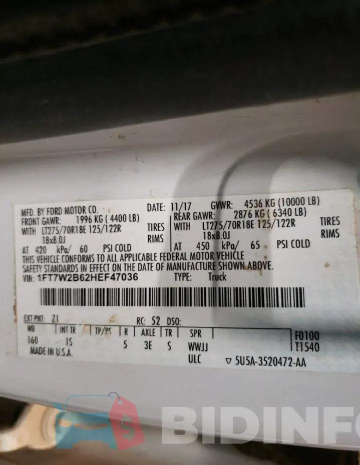 1FT7W2B62HEF47036 Photo# 10