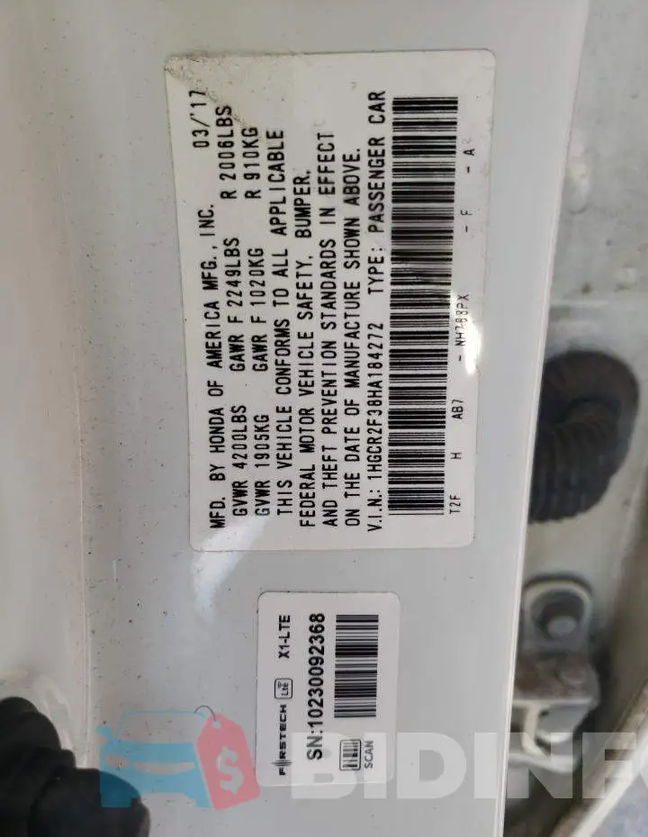1HGCR2F38HA184272 Photo# 10