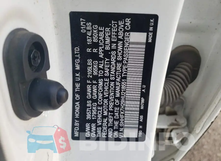 SHHFK7H29HU218551 Photo# 10