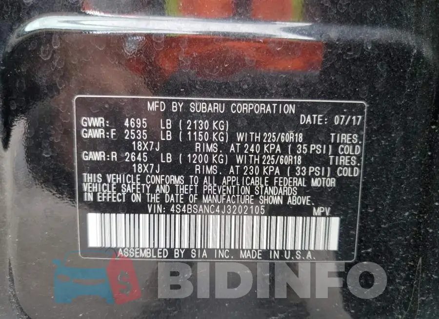 4S4BSANC4J3202105 Photo# 10