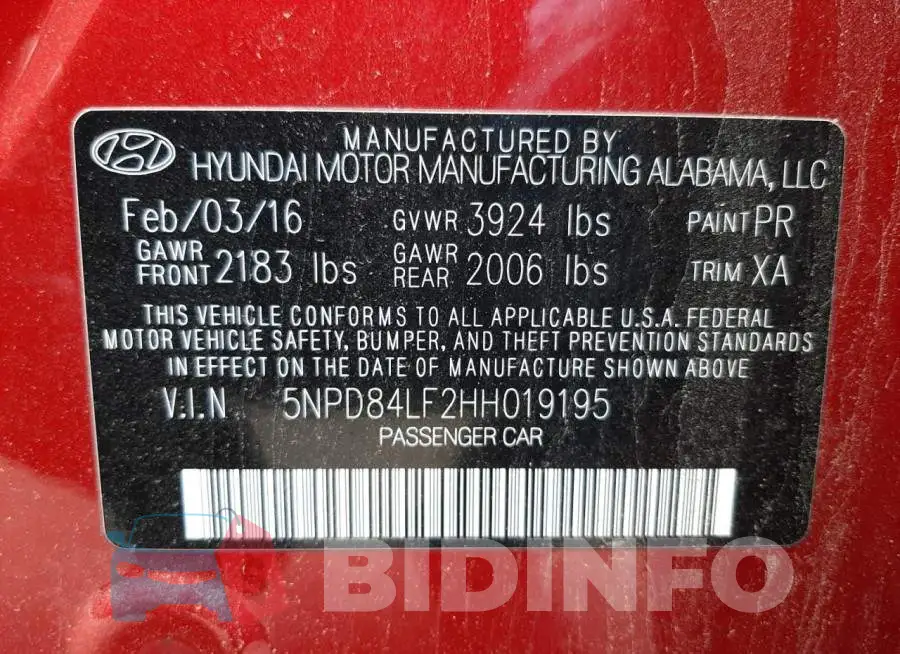 5NPD84LF2HH019195 Photo# 10
