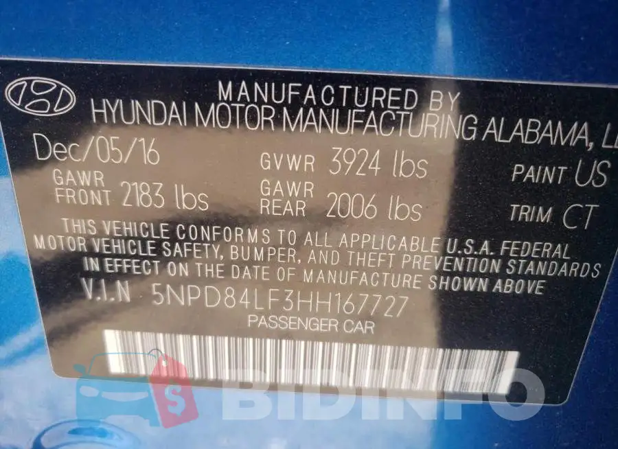 5NPD84LF3HH167727 Photo# 10
